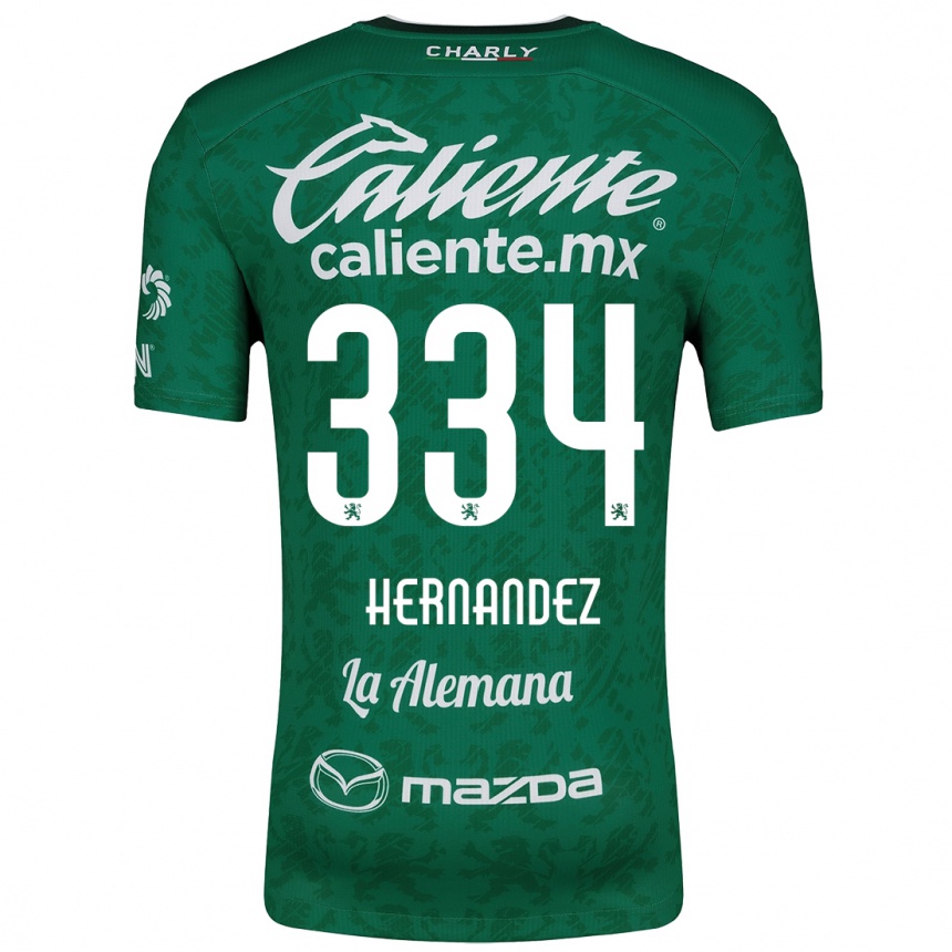 Niño Fútbol Camiseta Alan Hernández #334 Verde Blanco 1ª Equipación 2024/25 México