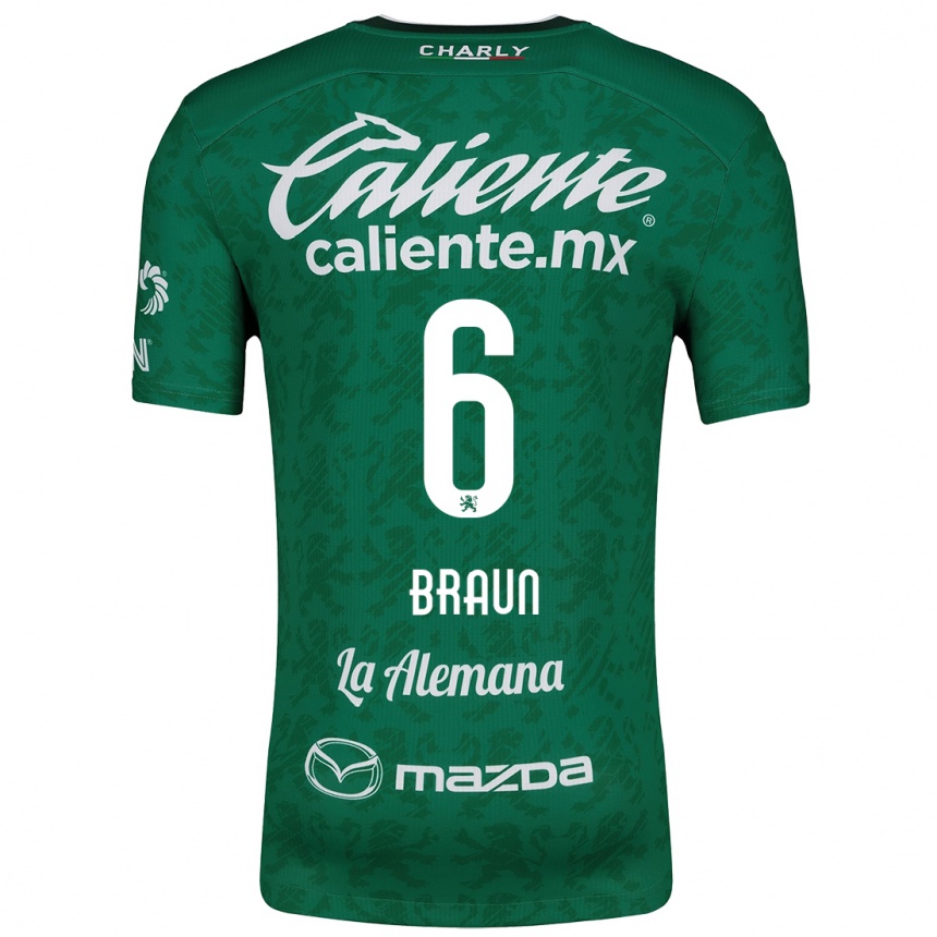 Niño Fútbol Camiseta Sophia Braun #6 Verde Blanco 1ª Equipación 2024/25 México