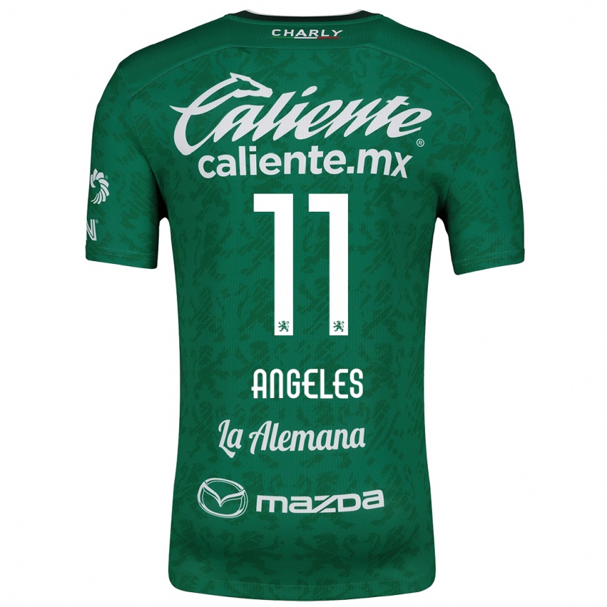 Niño Fútbol Camiseta Lizbeth Ángeles #11 Verde Blanco 1ª Equipación 2024/25 México