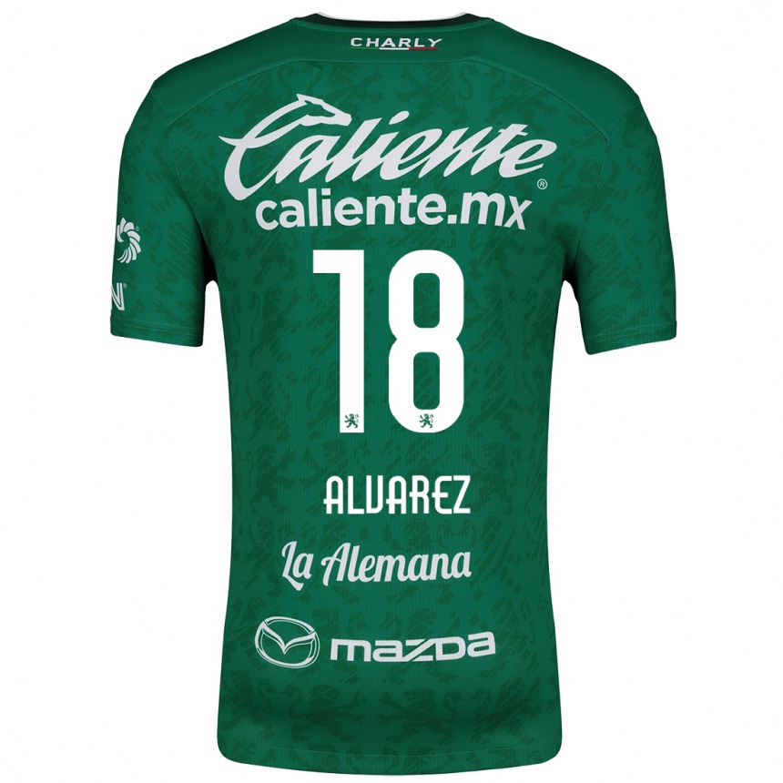 Niño Fútbol Camiseta Yazmin Álvarez #18 Verde Blanco 1ª Equipación 2024/25 México