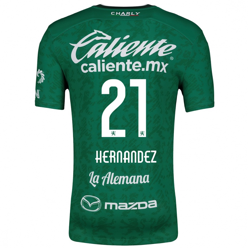 Niño Fútbol Camiseta Alexa Hernández #21 Verde Blanco 1ª Equipación 2024/25 México