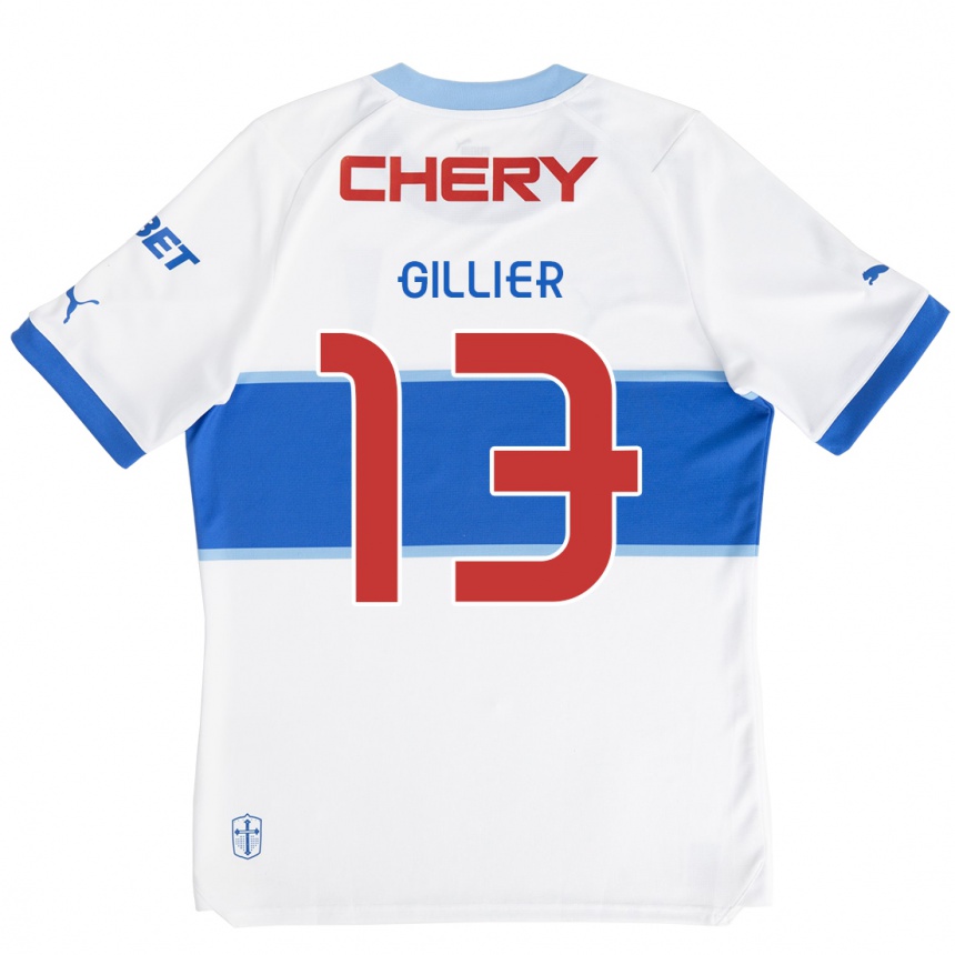 Niño Fútbol Camiseta Thomas Gillier #13 Blanco Azul 1ª Equipación 2024/25 México