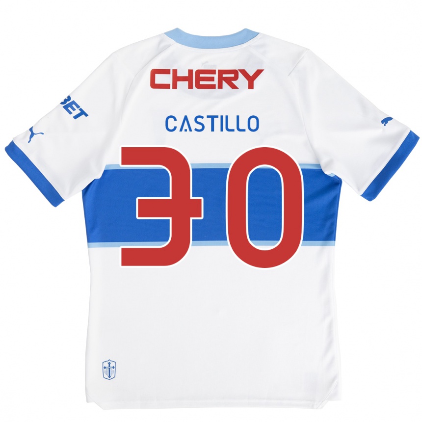 Niño Fútbol Camiseta Nicolás Castillo #30 Blanco Azul 1ª Equipación 2024/25 México