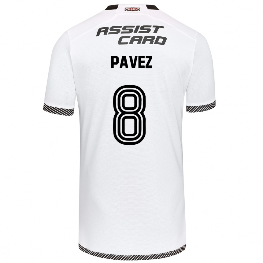 Niño Fútbol Camiseta Esteban Pavez #8 Blanco Negro 1ª Equipación 2024/25 México