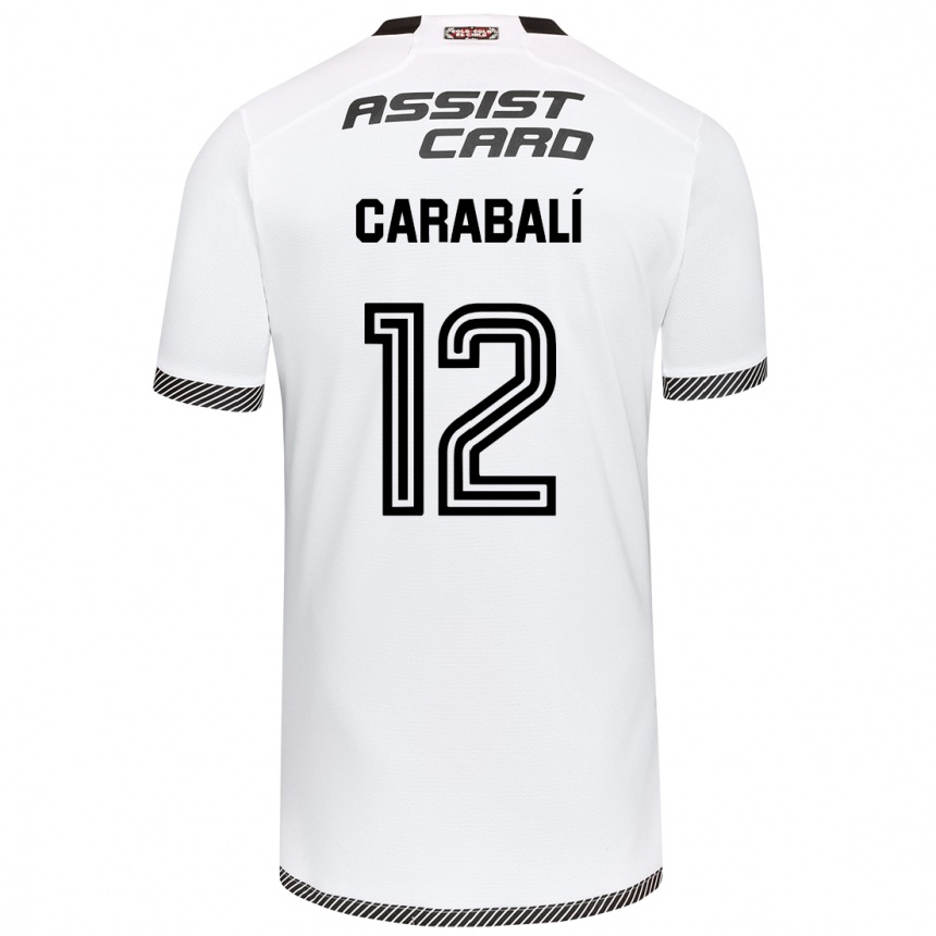 Niño Fútbol Camiseta Omar Carabalí #12 Blanco Negro 1ª Equipación 2024/25 México