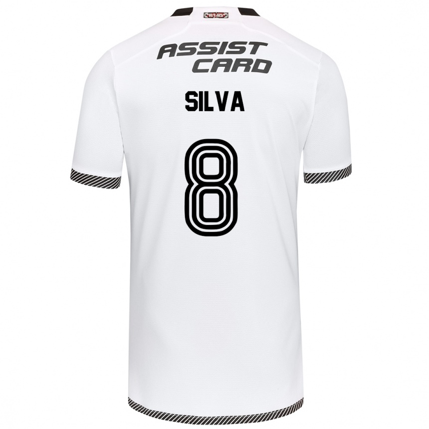 Niño Fútbol Camiseta Bastián Silva #8 Blanco Negro 1ª Equipación 2024/25 México