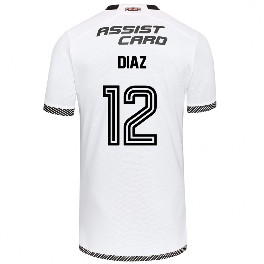 Niño Fútbol Camiseta Javiera Díaz #12 Blanco Negro 1ª Equipación 2024/25 México