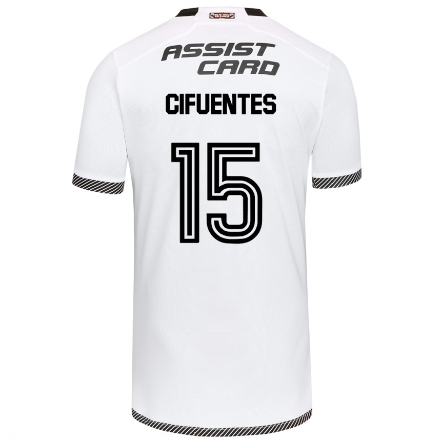 Niño Fútbol Camiseta Anaís Cifuentes #15 Blanco Negro 1ª Equipación 2024/25 México