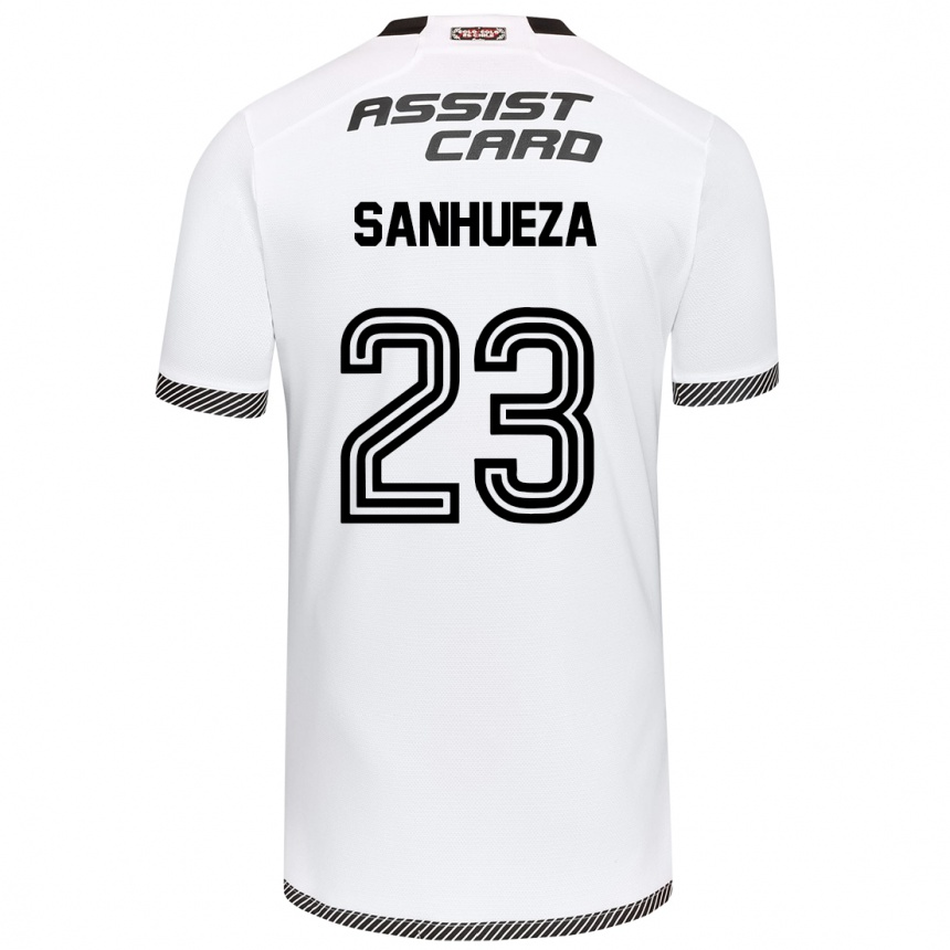 Niño Fútbol Camiseta Nicol Sanhueza #23 Blanco Negro 1ª Equipación 2024/25 México