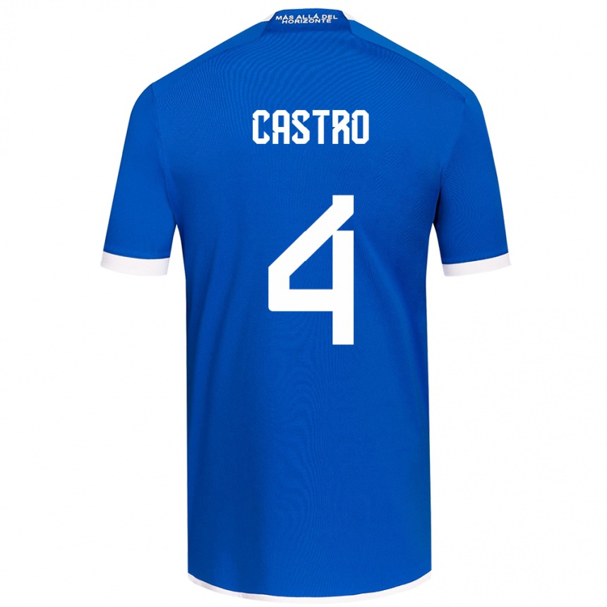 Niño Fútbol Camiseta José Ignacio Castro #4 Azul Blanco 1ª Equipación 2024/25 México