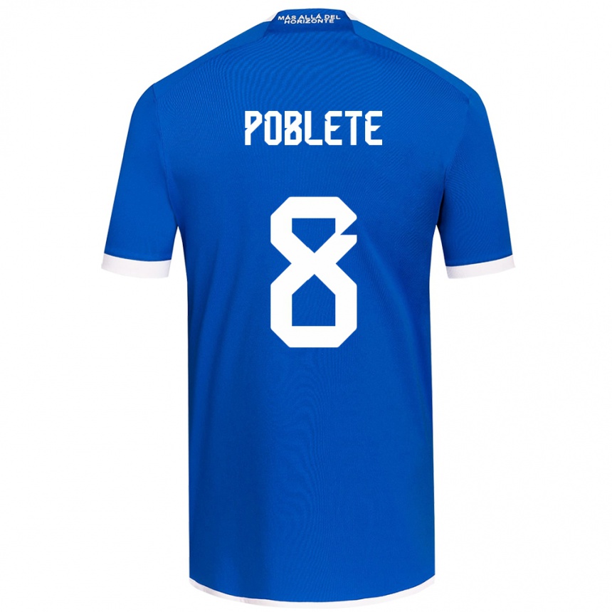 Niño Fútbol Camiseta Israel Poblete #8 Azul Blanco 1ª Equipación 2024/25 México