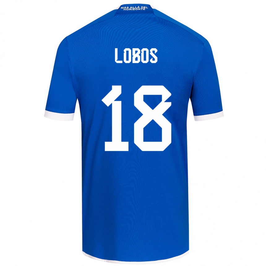 Niño Fútbol Camiseta Franco Lobos #18 Azul Blanco 1ª Equipación 2024/25 México