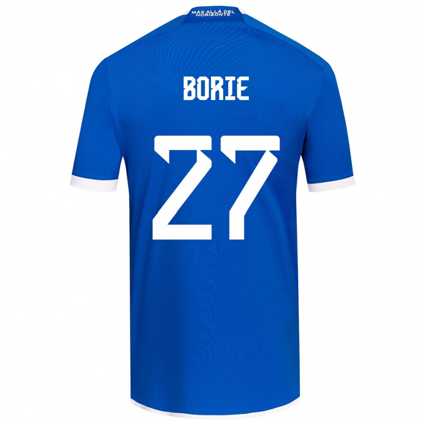 Niño Fútbol Camiseta Emilie Borie #27 Azul Blanco 1ª Equipación 2024/25 México