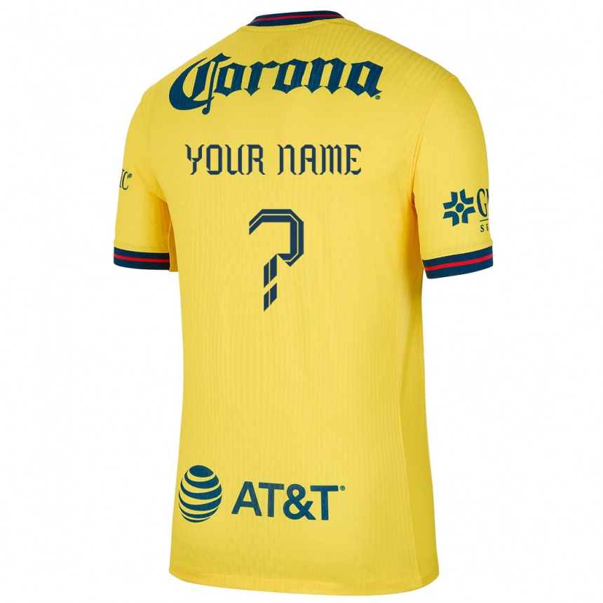 Niño Fútbol Camiseta Su Nombre #0 Amarillo Azul 1ª Equipación 2024/25 México