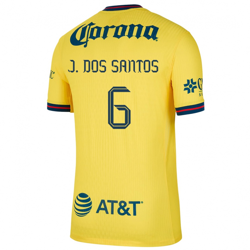 Niño Fútbol Camiseta Jonathan Dos Santos #6 Amarillo Azul 1ª Equipación 2024/25 México