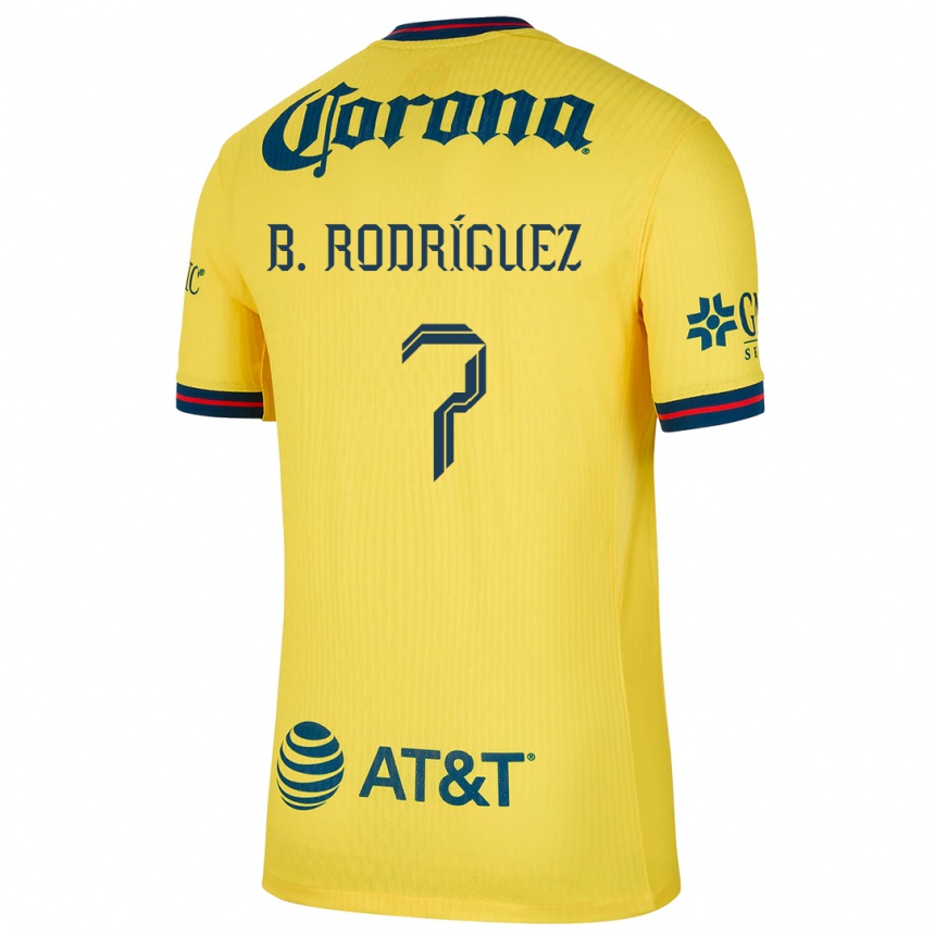 Niño Fútbol Camiseta Brian Rodríguez #7 Amarillo Azul 1ª Equipación 2024/25 México