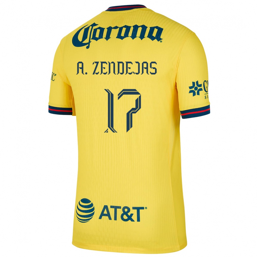 Niño Fútbol Camiseta Álex Zendejas #17 Amarillo Azul 1ª Equipación 2024/25 México