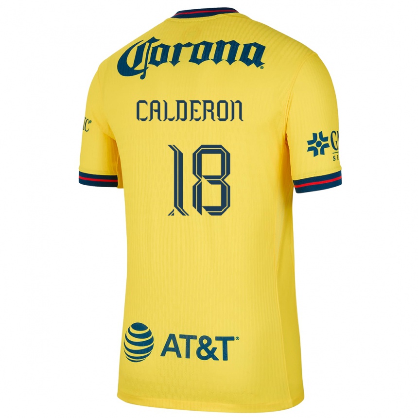 Niño Fútbol Camiseta Cristian Calderón #18 Amarillo Azul 1ª Equipación 2024/25 México