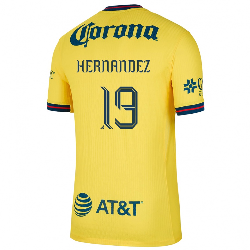 Niño Fútbol Camiseta Illian Hernández #19 Amarillo Azul 1ª Equipación 2024/25 México