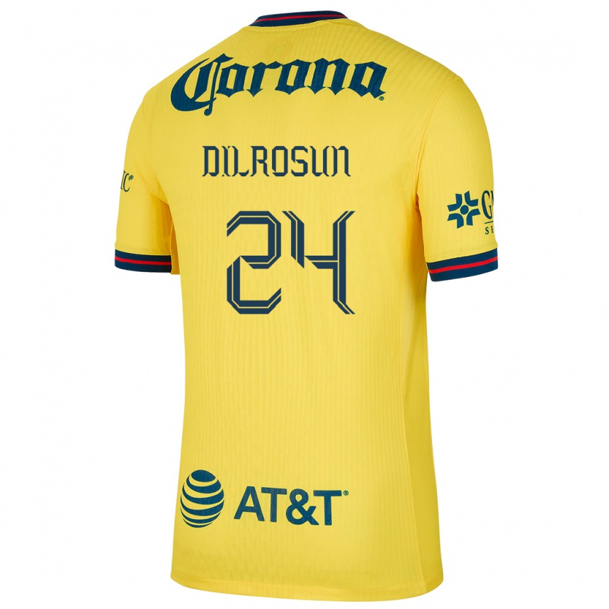 Niño Fútbol Camiseta Javairô Dilrosun #24 Amarillo Azul 1ª Equipación 2024/25 México