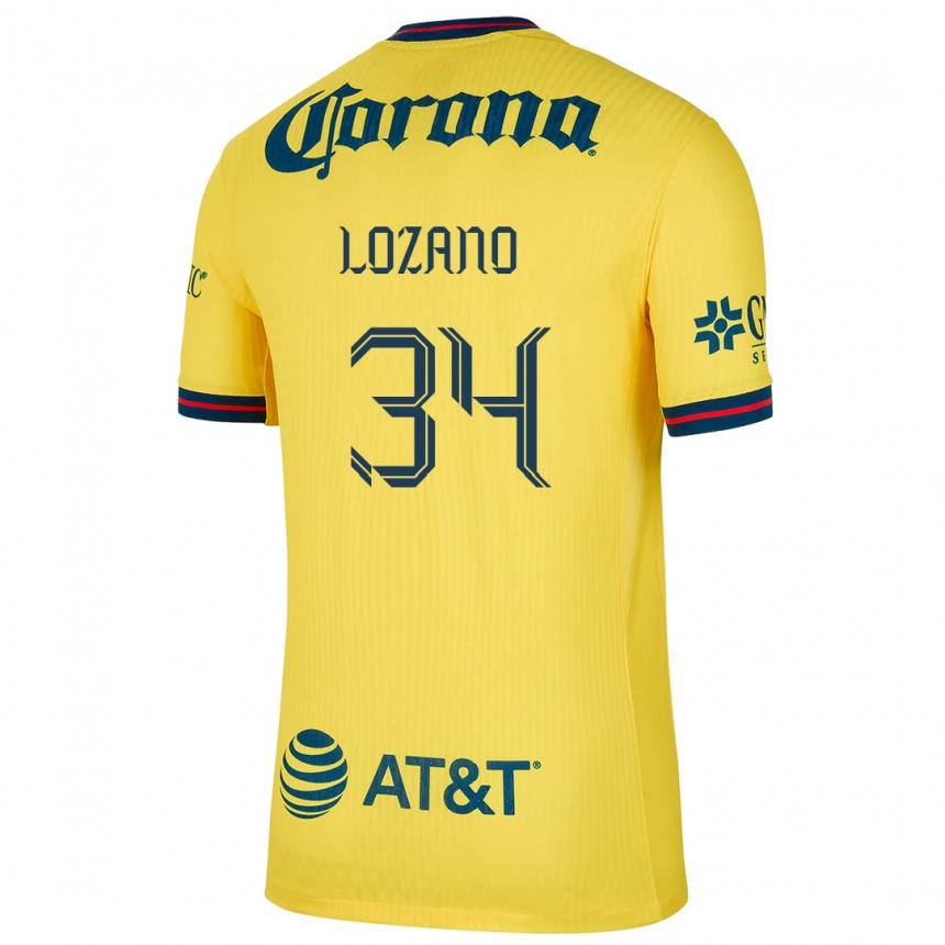 Niño Fútbol Camiseta Esteban Lozano #34 Amarillo Azul 1ª Equipación 2024/25 México