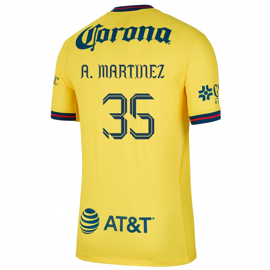 Niño Fútbol Camiseta Arturo Martínez #35 Amarillo Azul 1ª Equipación 2024/25 México