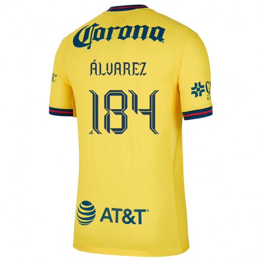 Niño Fútbol Camiseta Antonio Álvarez #184 Amarillo Azul 1ª Equipación 2024/25 México