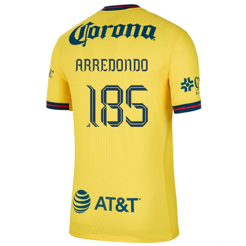 Niño Fútbol Camiseta Aarón Arredondo #185 Amarillo Azul 1ª Equipación 2024/25 México