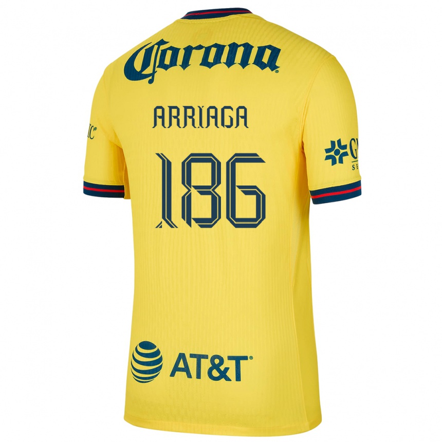 Niño Fútbol Camiseta Diego Arriaga #186 Amarillo Azul 1ª Equipación 2024/25 México