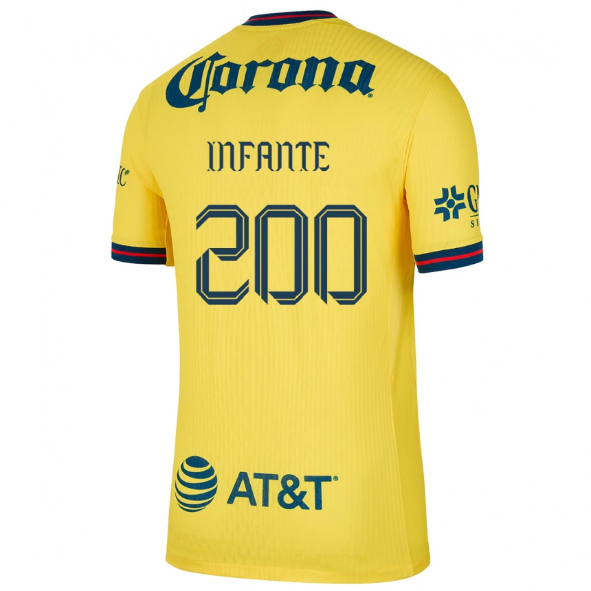 Niño Fútbol Camiseta Armando Infante #200 Amarillo Azul 1ª Equipación 2024/25 México