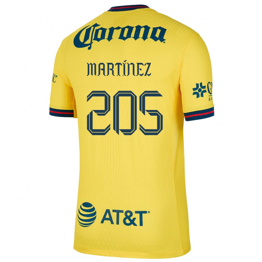 Niño Fútbol Camiseta Sebastián Martínez #205 Amarillo Azul 1ª Equipación 2024/25 México