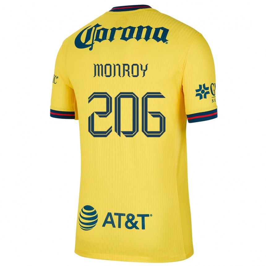 Niño Fútbol Camiseta Diego Monroy #206 Amarillo Azul 1ª Equipación 2024/25 México