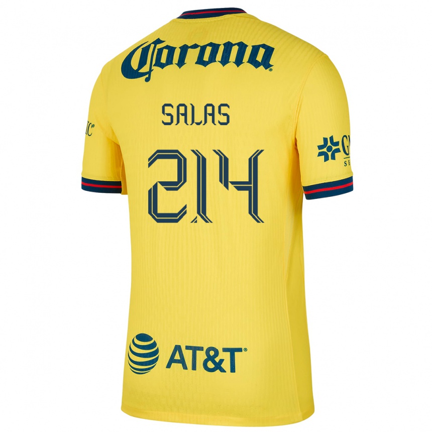 Niño Fútbol Camiseta Patricio Salas #214 Amarillo Azul 1ª Equipación 2024/25 México