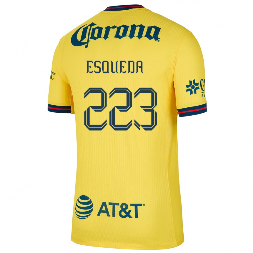 Niño Fútbol Camiseta Diego Esqueda #223 Amarillo Azul 1ª Equipación 2024/25 México