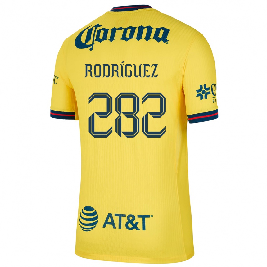 Niño Fútbol Camiseta Francisco Rodríguez #282 Amarillo Azul 1ª Equipación 2024/25 México