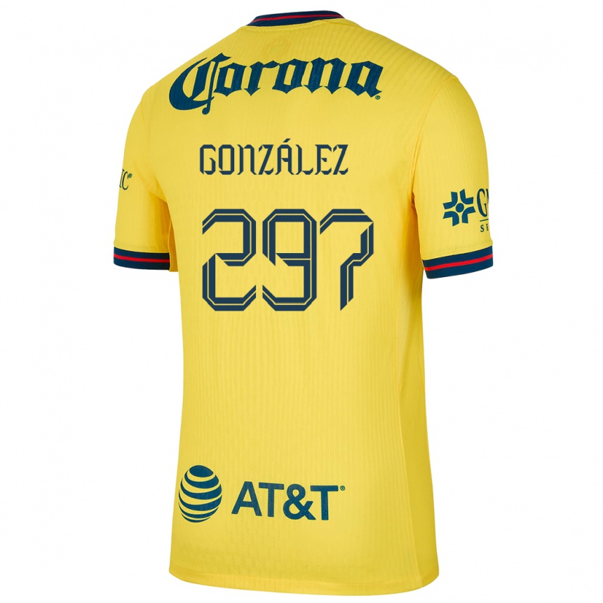 Niño Fútbol Camiseta Océlotl González #297 Amarillo Azul 1ª Equipación 2024/25 México