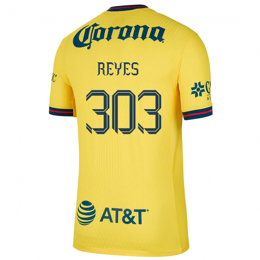 Niño Fútbol Camiseta Diego Reyes #303 Amarillo Azul 1ª Equipación 2024/25 México