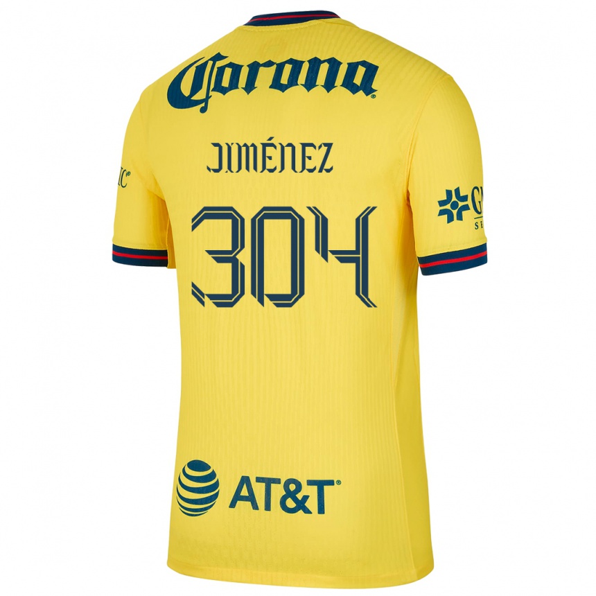 Niño Fútbol Camiseta Derek Jiménez #304 Amarillo Azul 1ª Equipación 2024/25 México