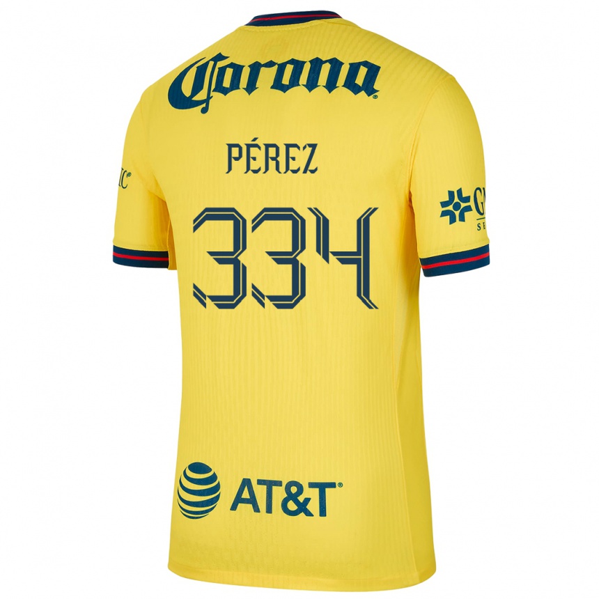 Niño Fútbol Camiseta Diego Pérez #334 Amarillo Azul 1ª Equipación 2024/25 México