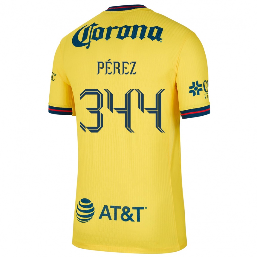 Niño Fútbol Camiseta Froylan Pérez #344 Amarillo Azul 1ª Equipación 2024/25 México