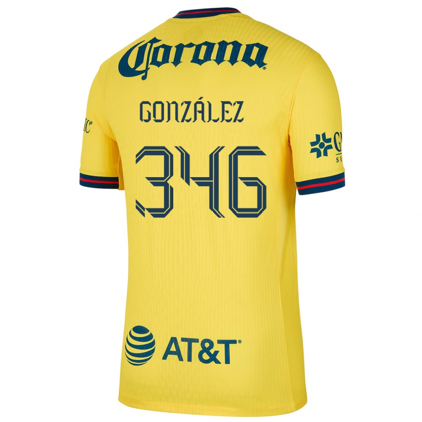 Niño Fútbol Camiseta Ricardo González #346 Amarillo Azul 1ª Equipación 2024/25 México