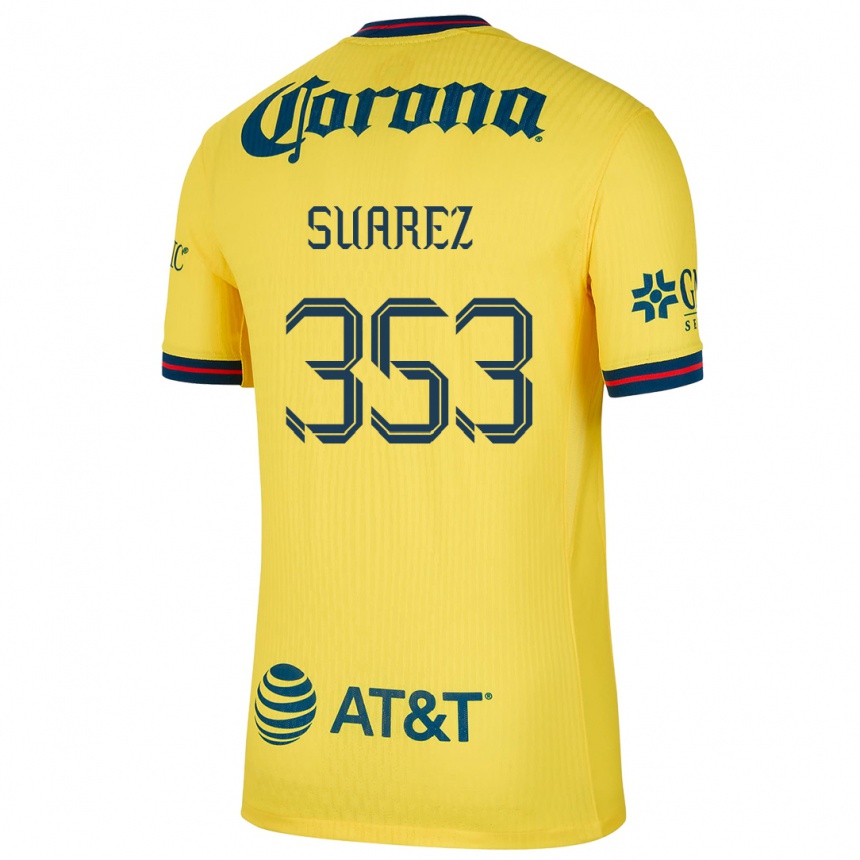 Niño Fútbol Camiseta Irwin Suarez #353 Amarillo Azul 1ª Equipación 2024/25 México