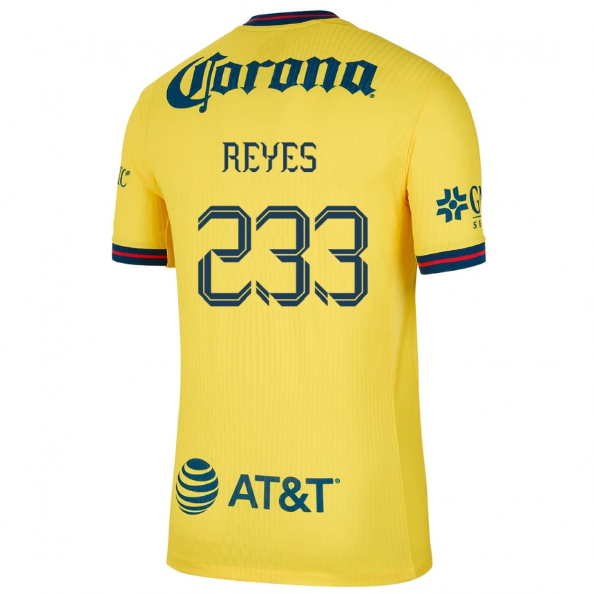 Niño Fútbol Camiseta Andrés Reyes #233 Amarillo Azul 1ª Equipación 2024/25 México