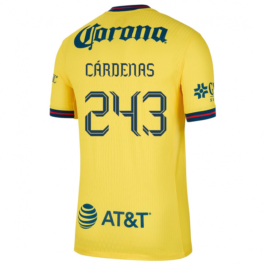 Niño Fútbol Camiseta Alejandro Cárdenas #243 Amarillo Azul 1ª Equipación 2024/25 México