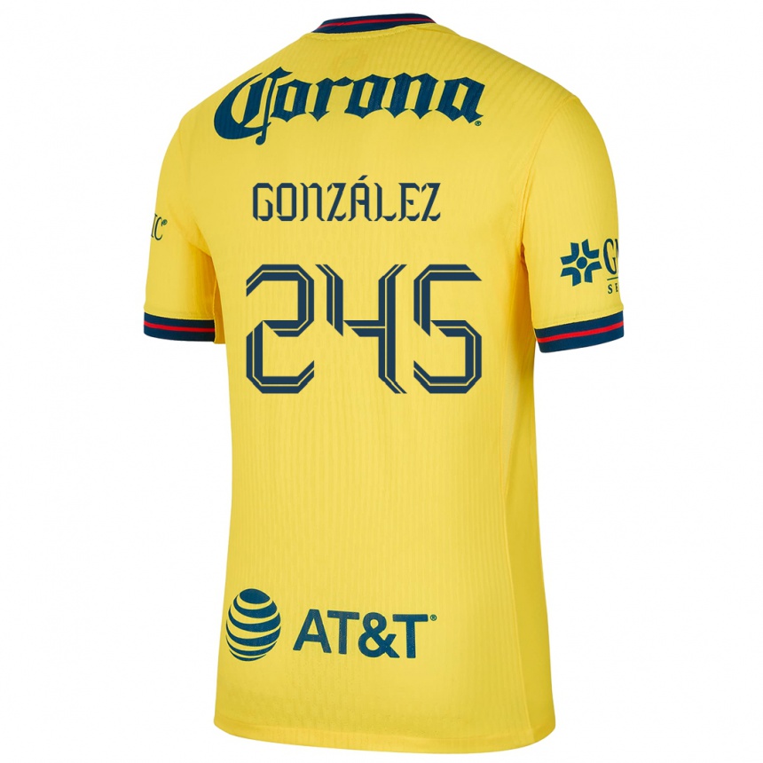 Niño Fútbol Camiseta Enrique González #245 Amarillo Azul 1ª Equipación 2024/25 México