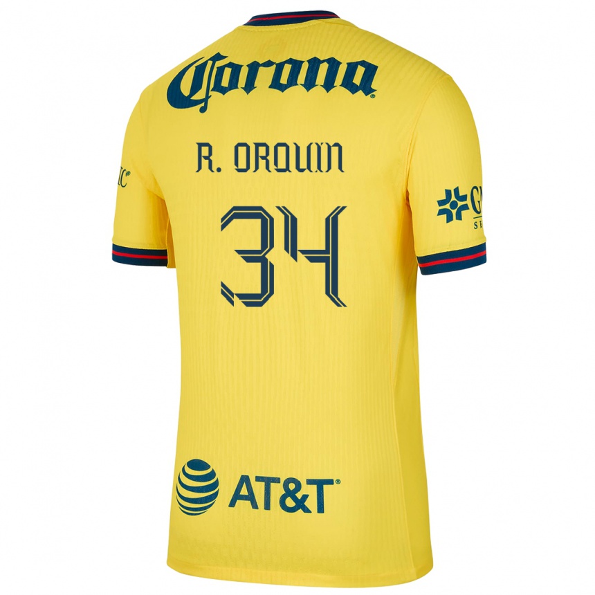 Niño Fútbol Camiseta Ralph Orquin #34 Amarillo Azul 1ª Equipación 2024/25 México