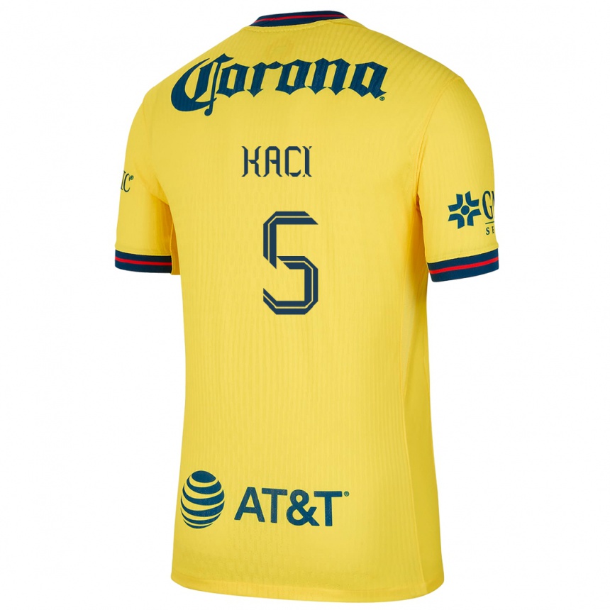 Niño Fútbol Camiseta Aurelie Kaci #5 Amarillo Azul 1ª Equipación 2024/25 México