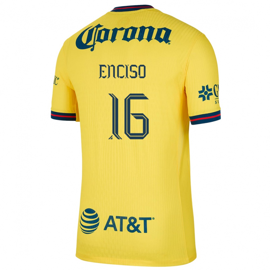 Niño Fútbol Camiseta Sabrina Enciso #16 Amarillo Azul 1ª Equipación 2024/25 México