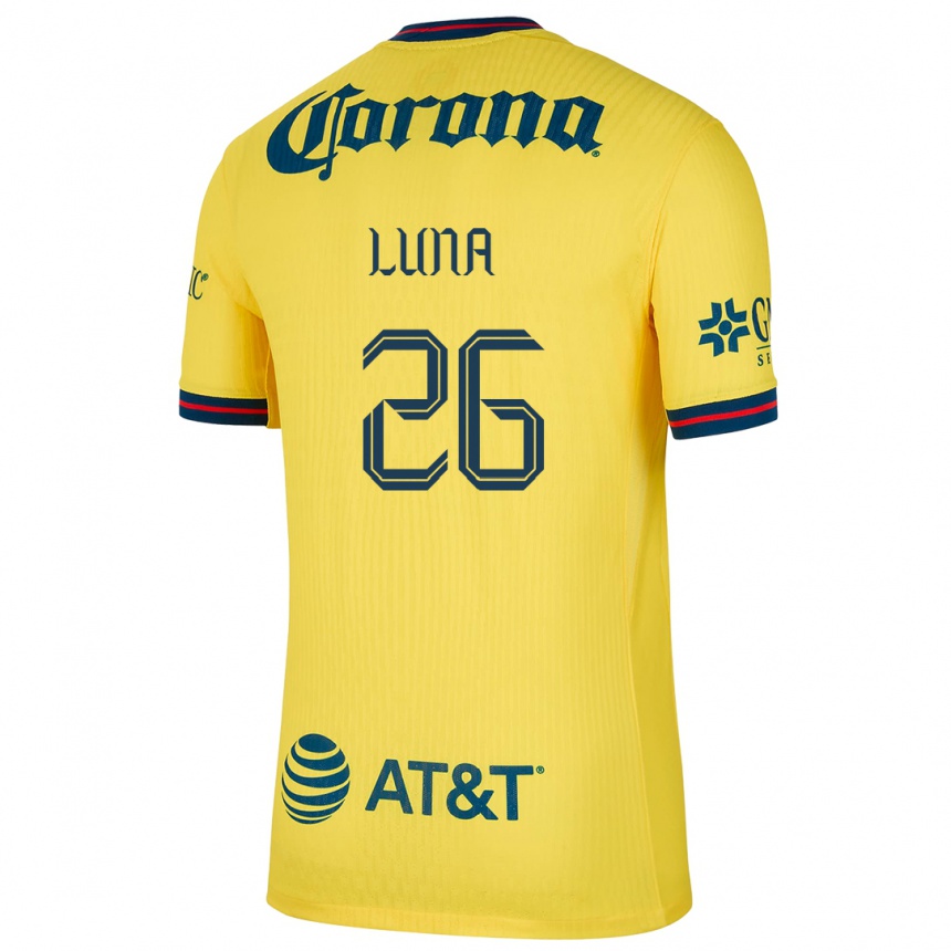 Niño Fútbol Camiseta Karen Luna #26 Amarillo Azul 1ª Equipación 2024/25 México