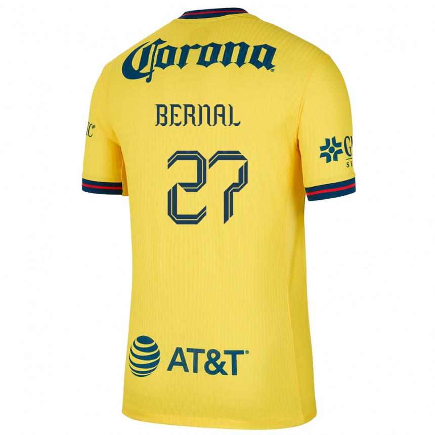 Niño Fútbol Camiseta Mayra Pelayo Bernal #27 Amarillo Azul 1ª Equipación 2024/25 México